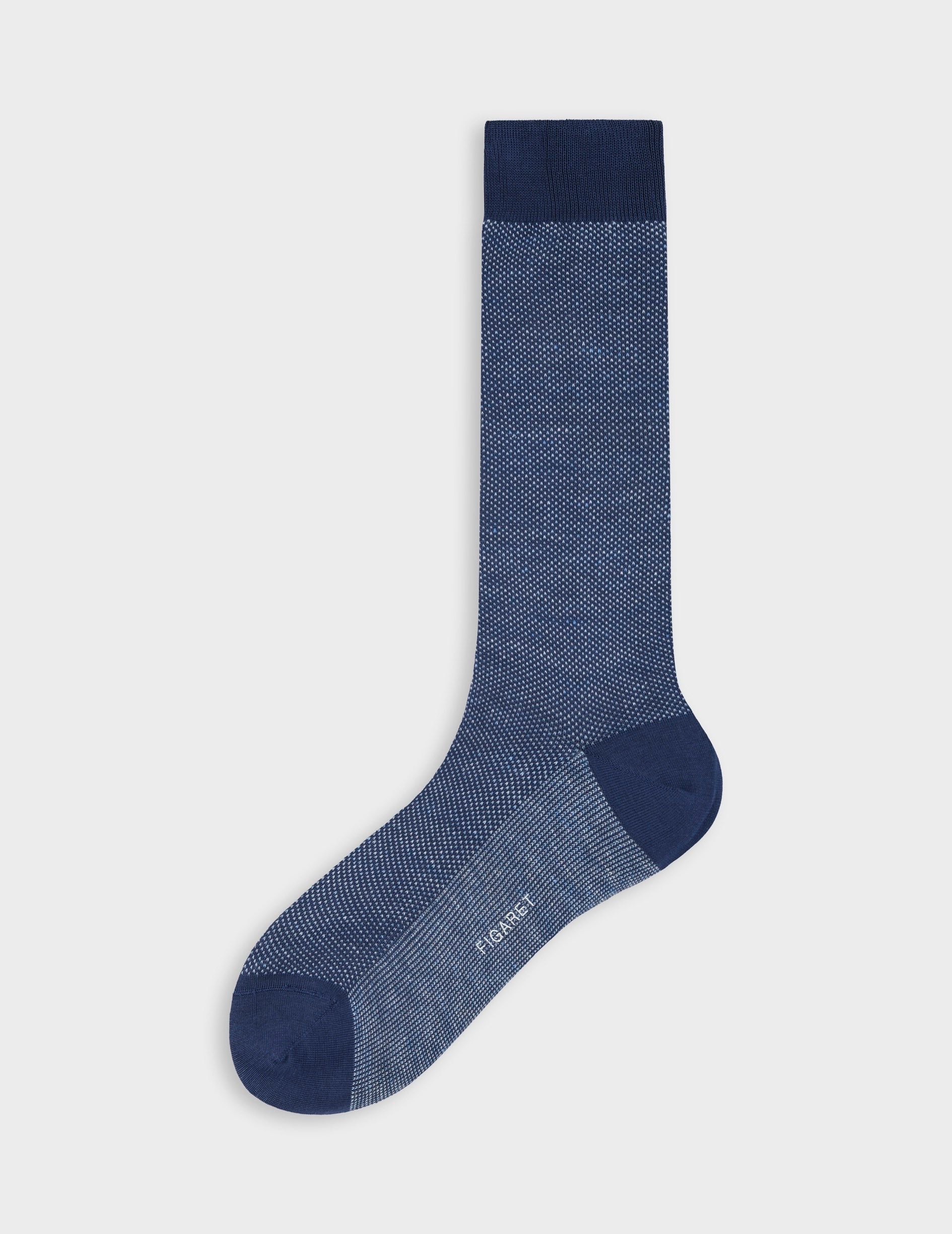 Cotton and linen socks with blue design
