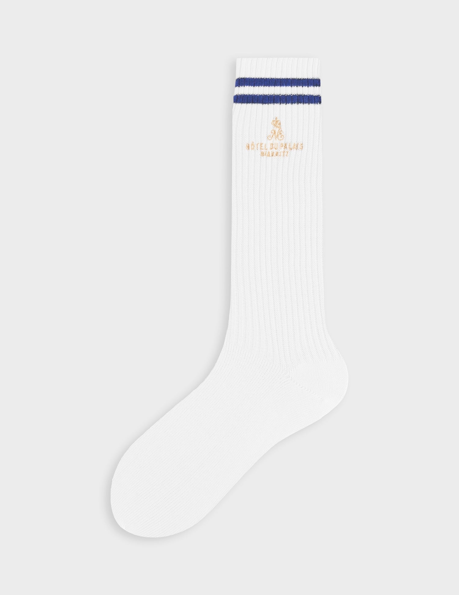 Ecru and navy ribbed socks