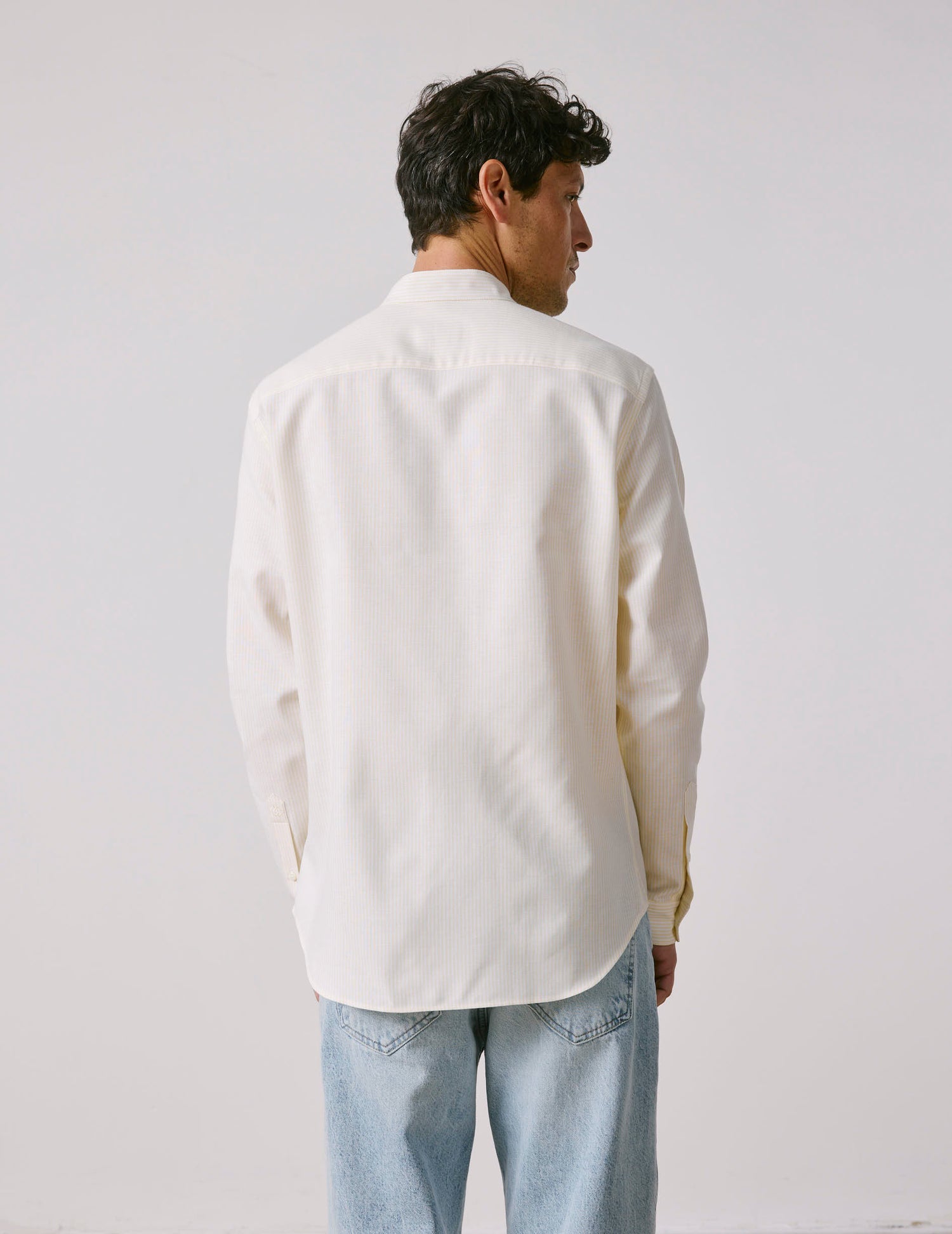 Carl Striped yellowshirt - Oxford - Open straight Collar#2