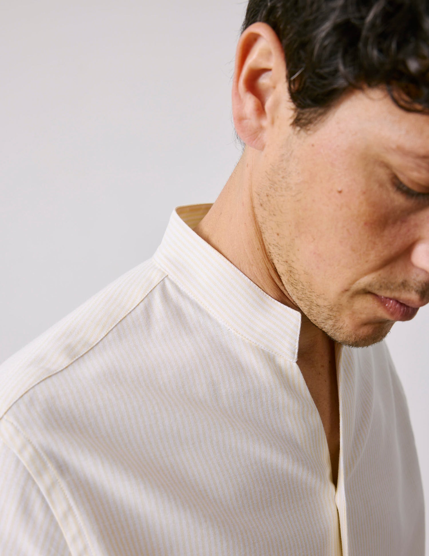 Carl Striped yellowshirt - Oxford - Open straight Collar#4