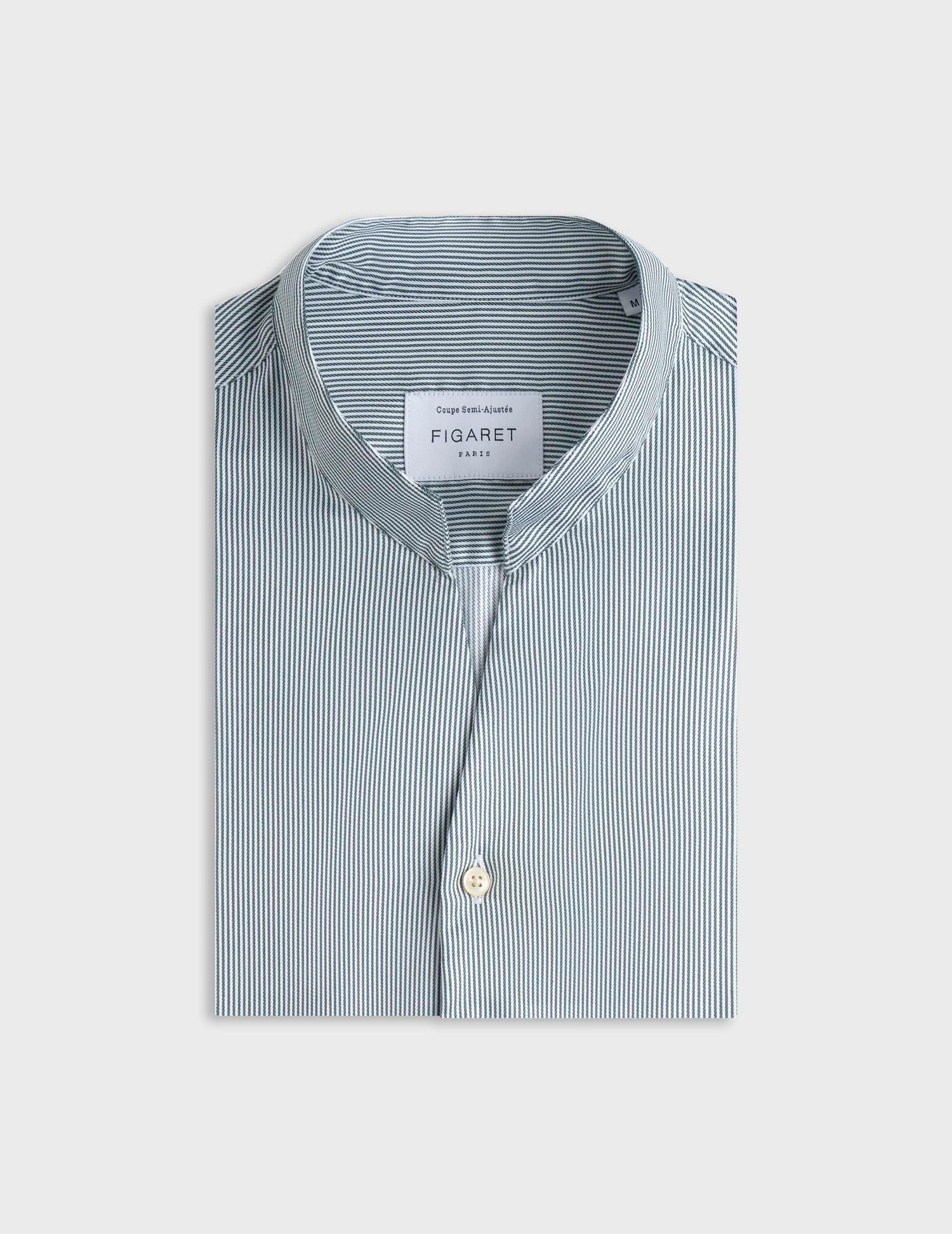 Carl green striped easy-iron shirt - Twill - Open straight Collar - Easy-iron#4