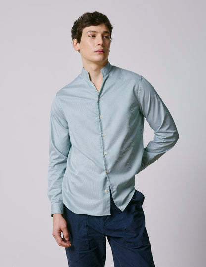 Carl green striped easy-iron shirt