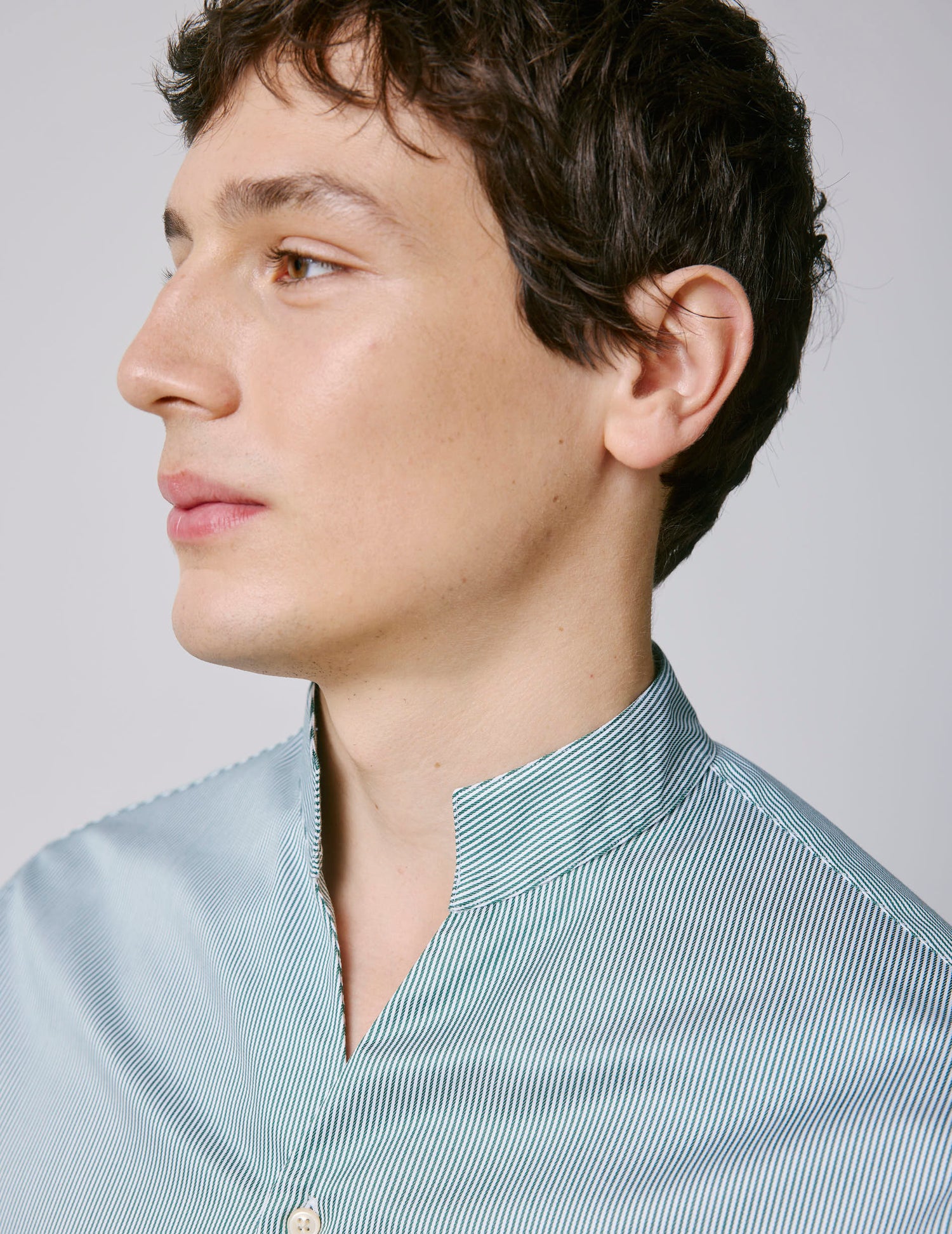 Carl green striped easy-iron shirt - Twill - Open straight Collar - Easy-iron#3