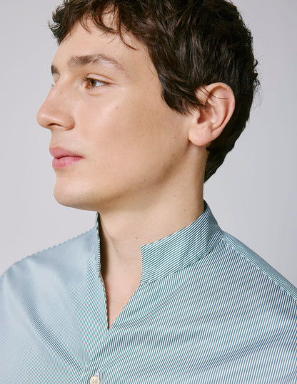 Carl green striped easy-iron shirt