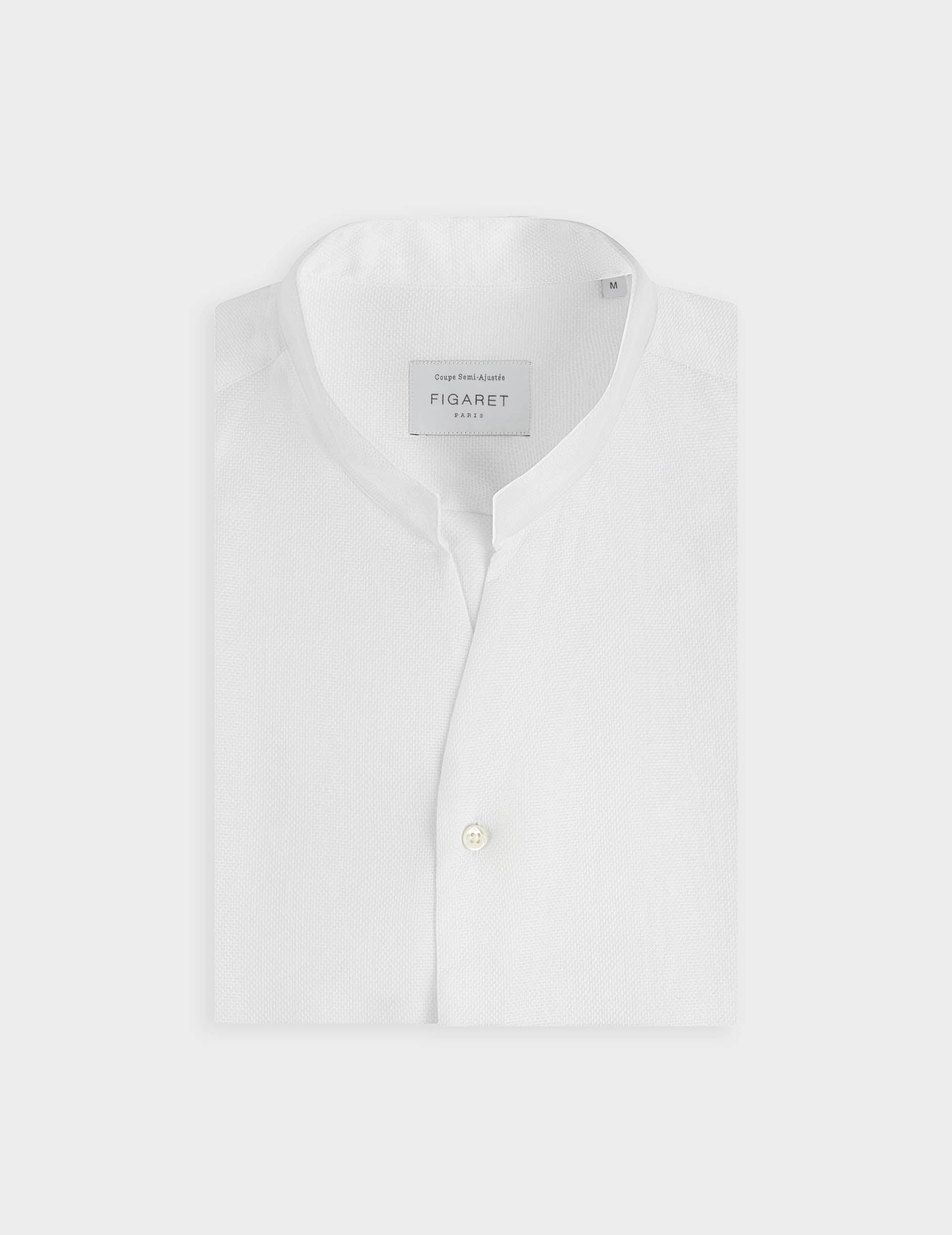 Carl white shirt - Dobby - Open straight Collar