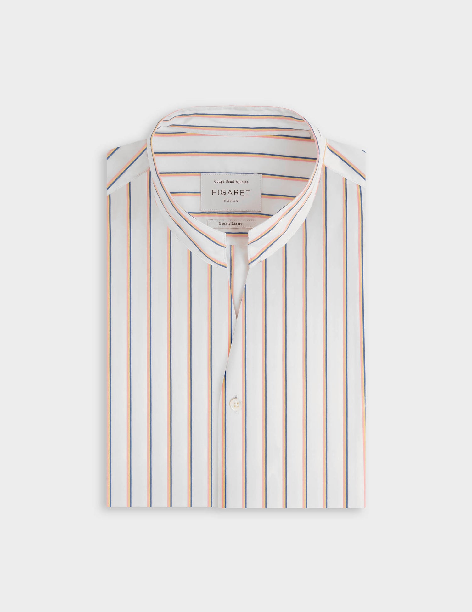 Carl Striped yellow shirt - Poplin - Open straight Collar