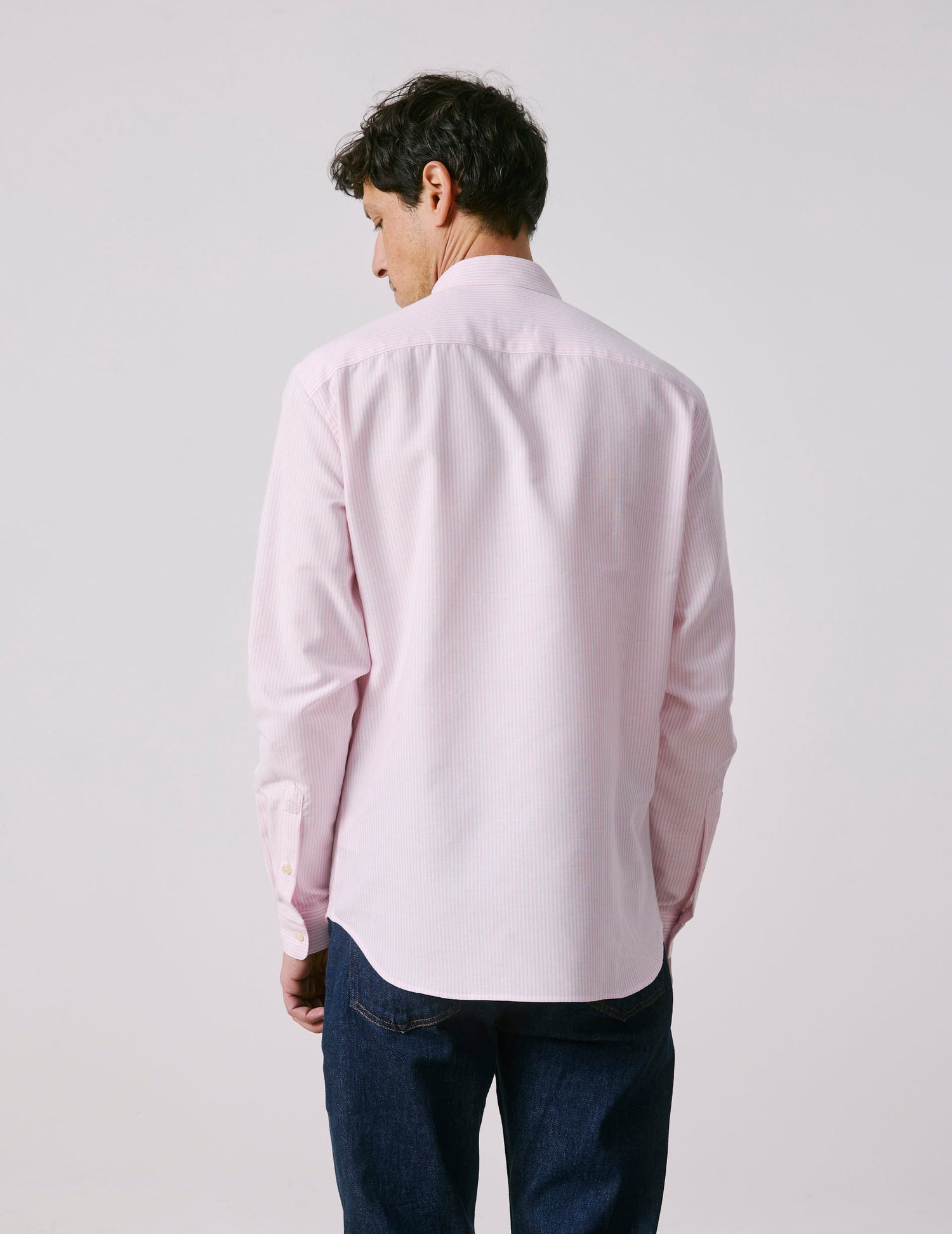 Carl Striped pink shirt - Oxford - Open straight Collar#2
