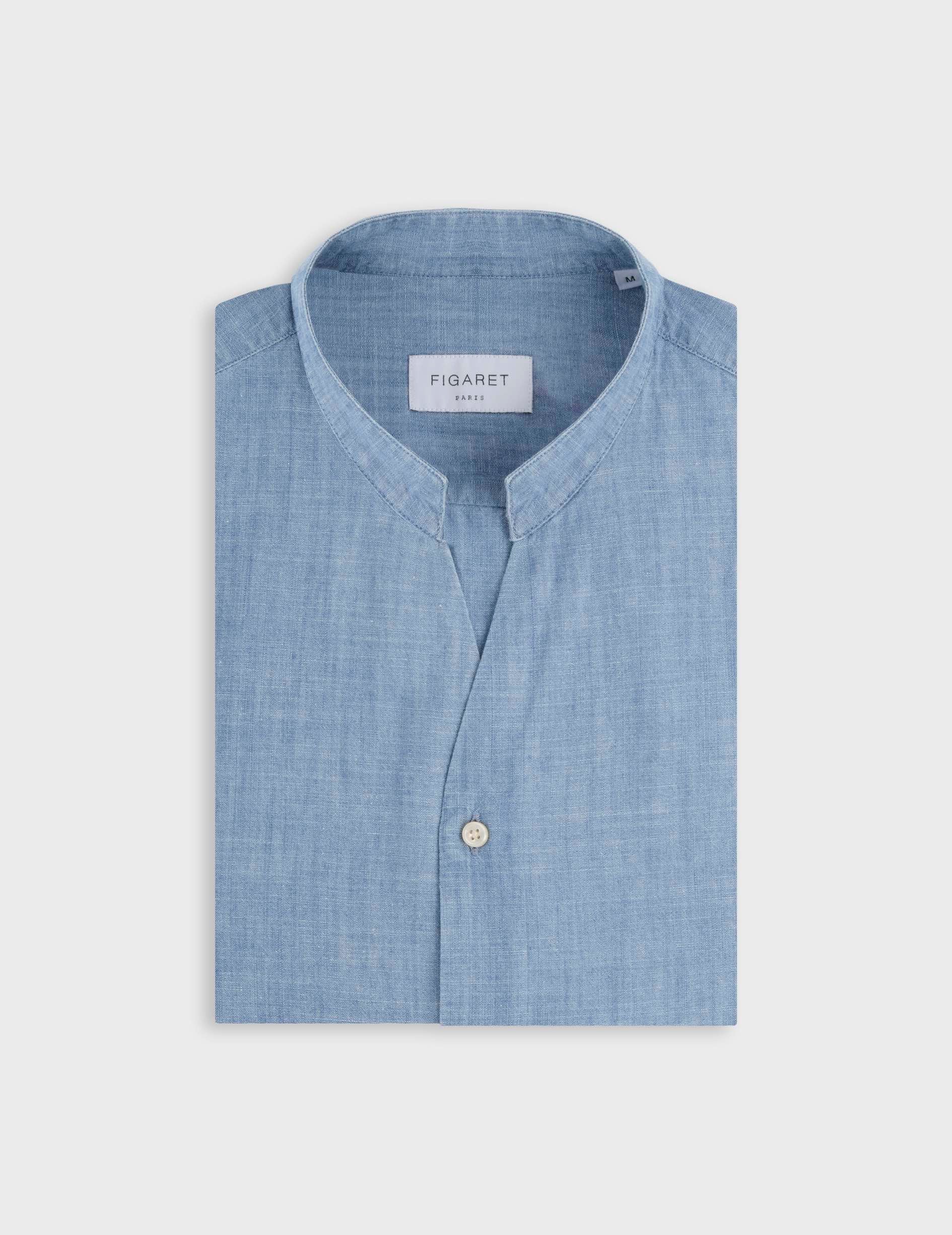 Blue Carl shirt - Chambray - droit ouvert Collar