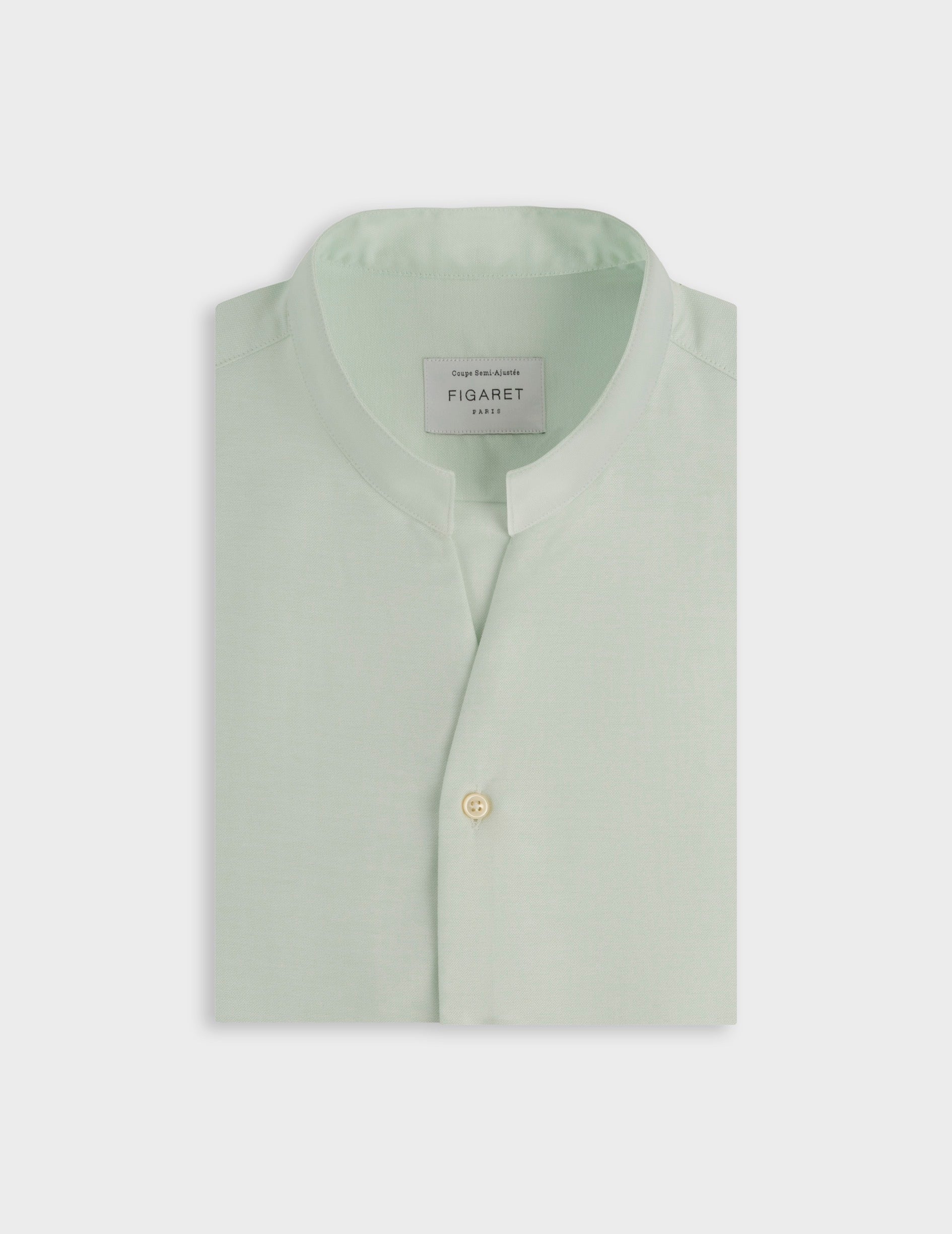 Light green Carl shirt - Oxford - droit ouvert Collar