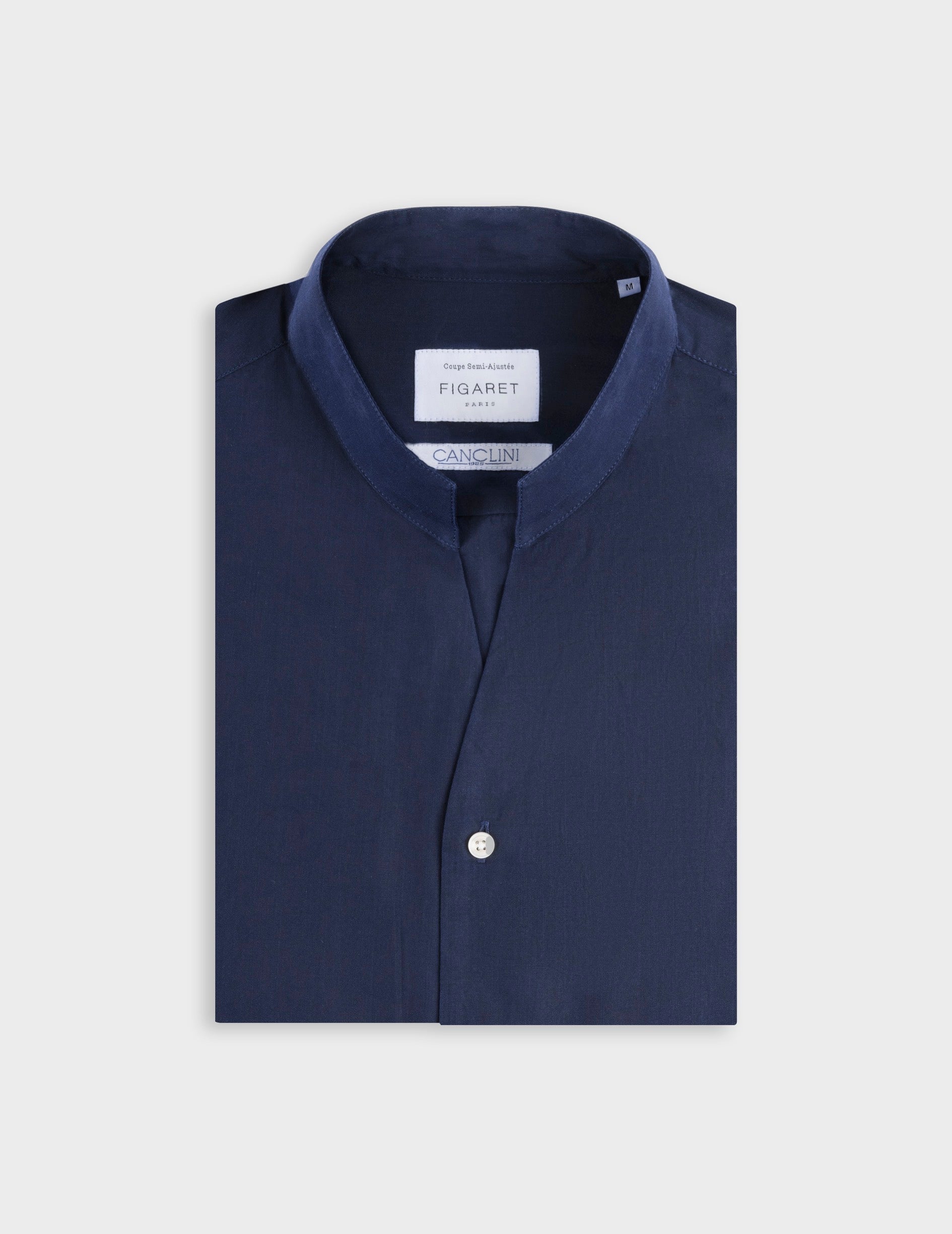 Carl shirt in navy denim - Denim - Open straight Collar