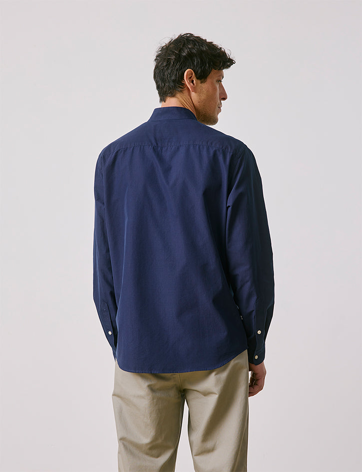 Carl shirt in navy denim - Denim - Open straight Collar