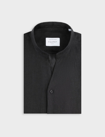 Carl black linen shirt