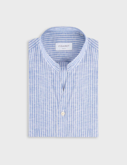 Carl shirt in striped blue linen