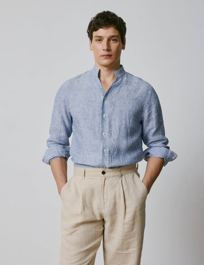Carl shirt in striped blue linen