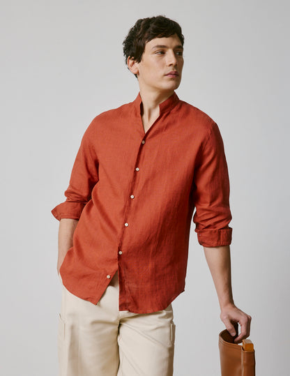 Rust linen Carl shirt