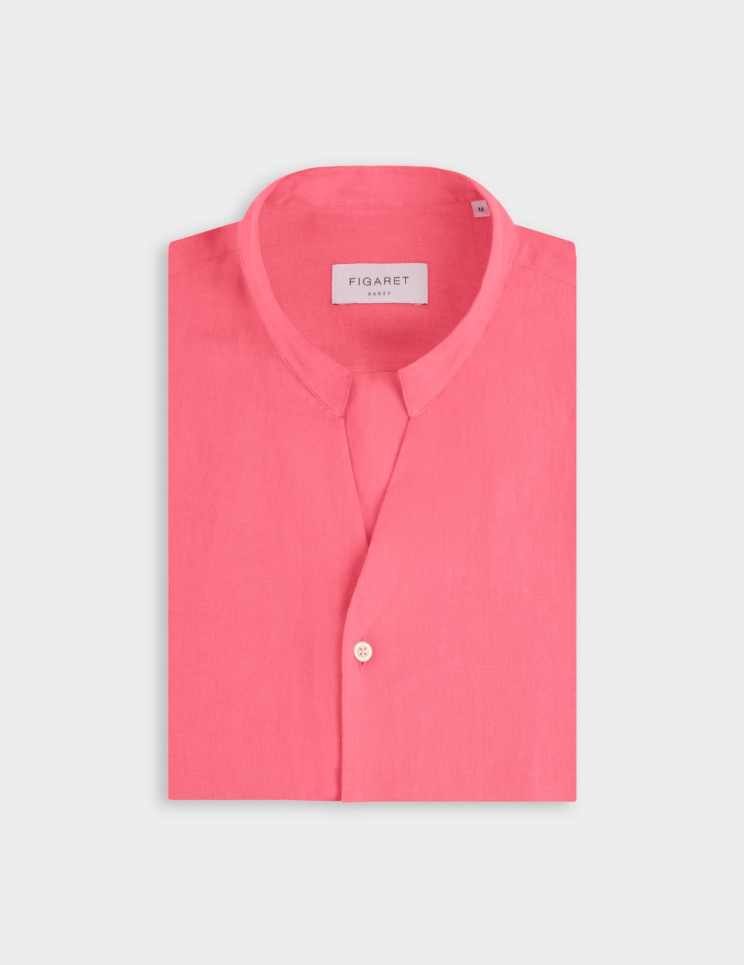 Carl pink linen shirt - Linen - Open straight Collar#4