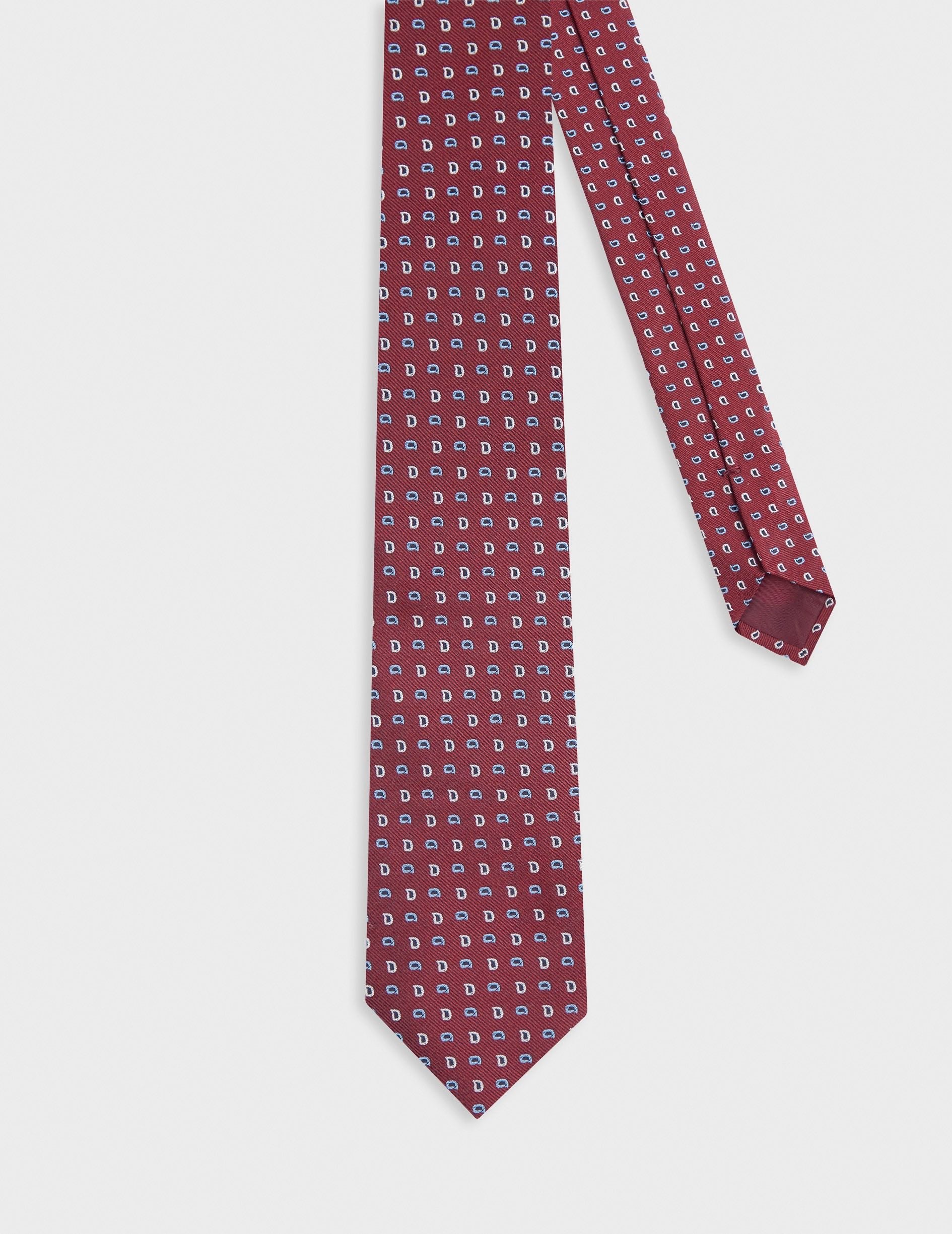 Silk tie with dark red motifs