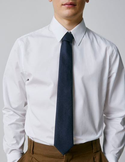 Navy virgin wool and cashmere tie