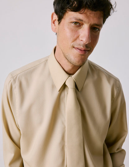 Tie in beige virgin wool 