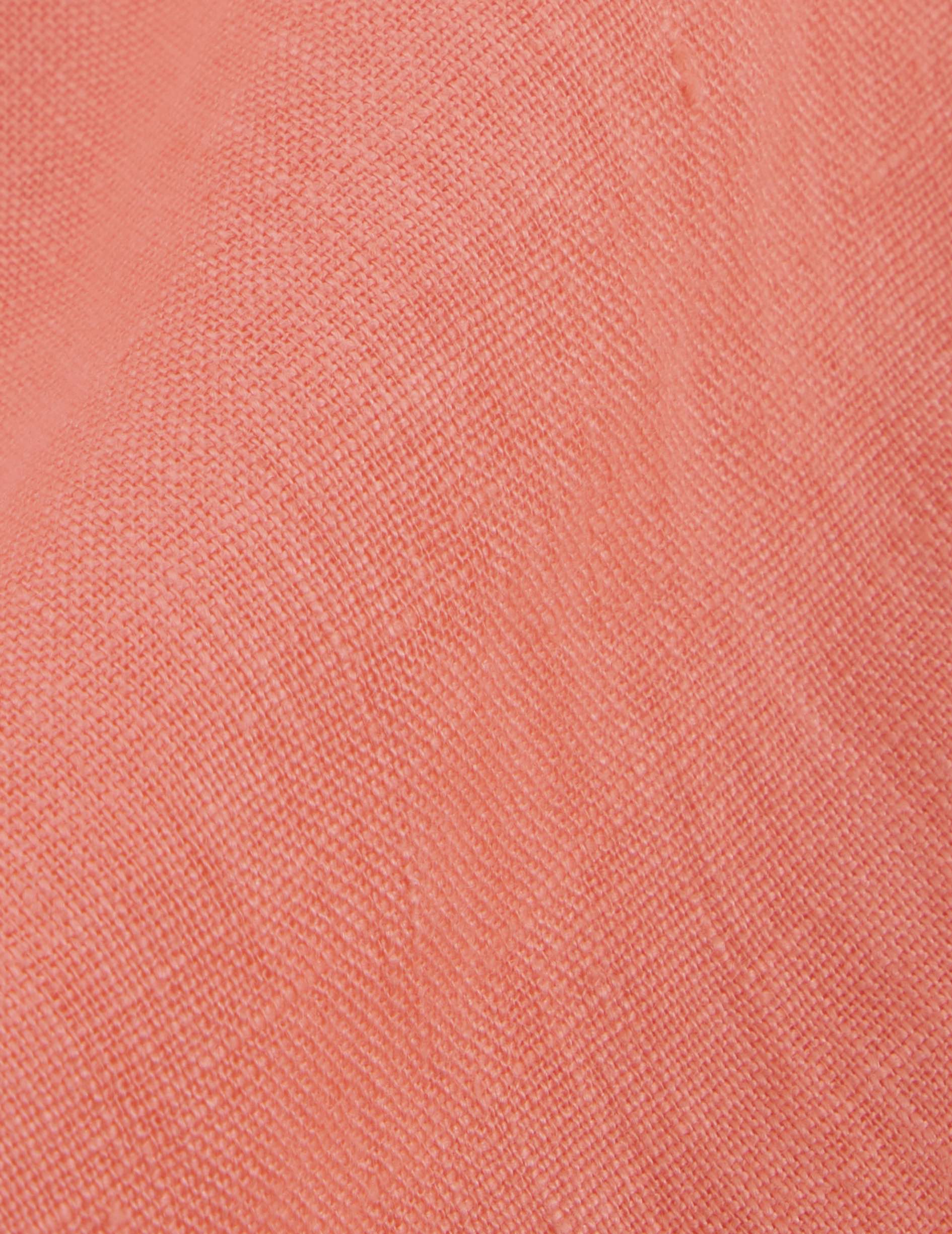Oversized Delina shirt in coral linen - Linen - Shirt Collar