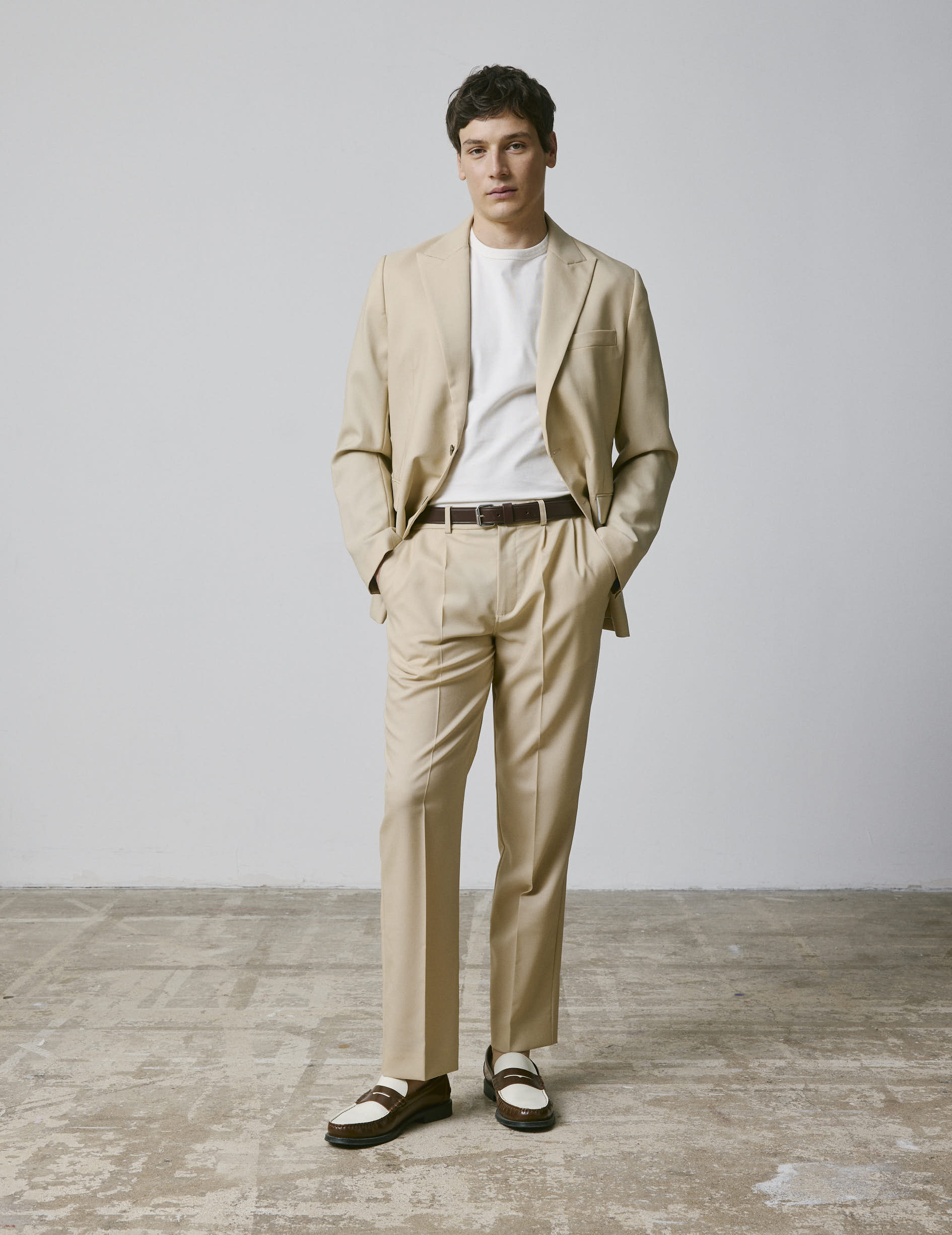 Driss suit pants in beige virgin wool