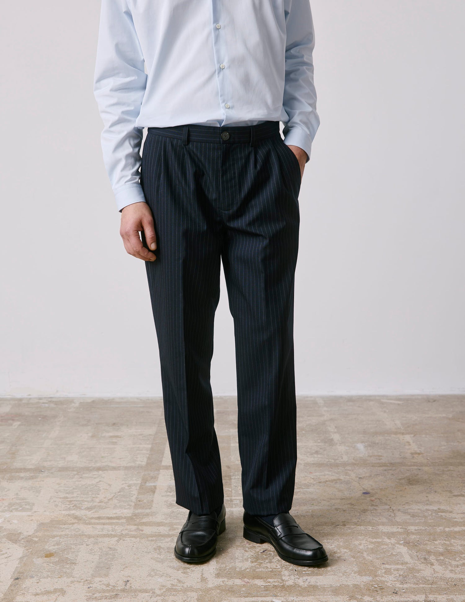 Driss navy virgin wool suit pants