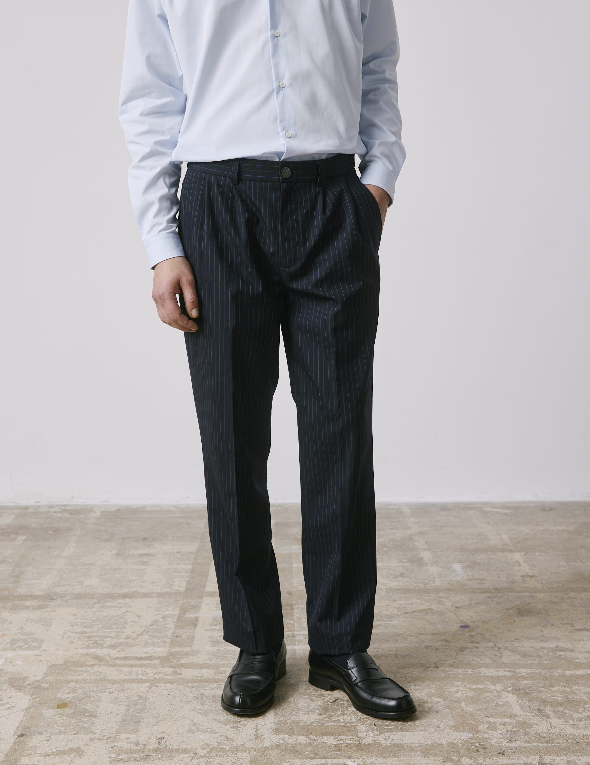 Driss navy virgin wool suit pants