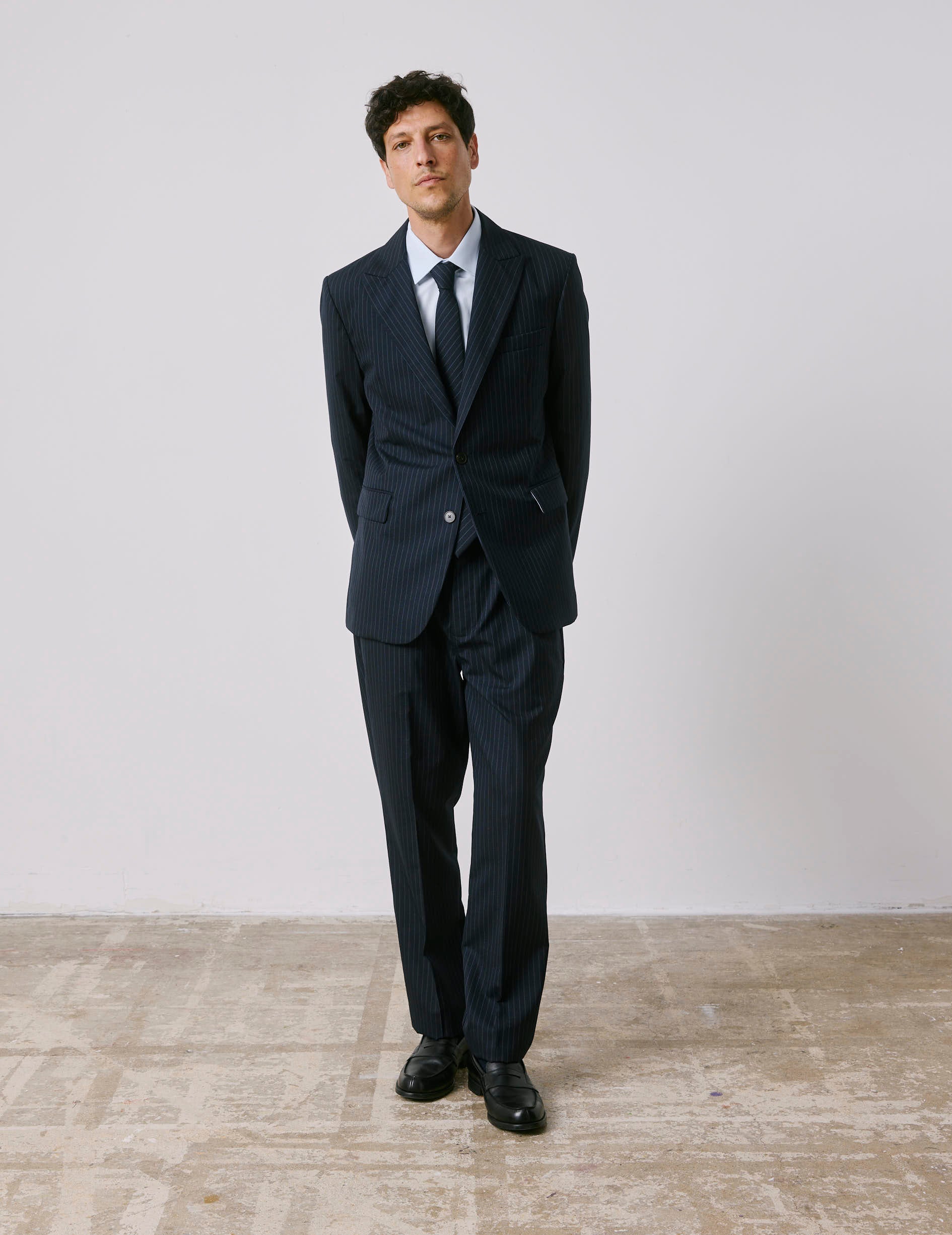 Driss navy virgin wool suit pants