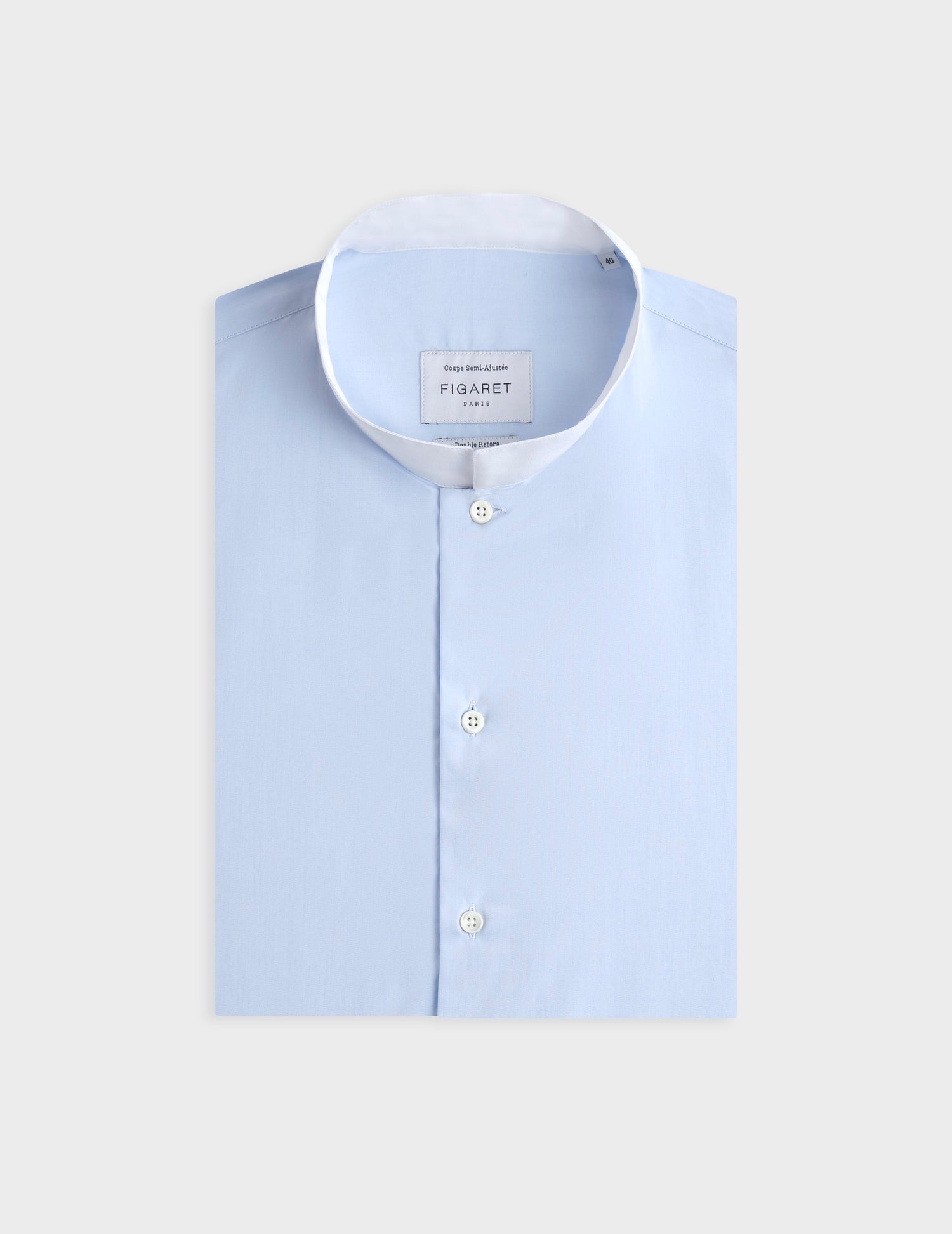Semi-fitted light blue shirt - Poplin - Straight Collar