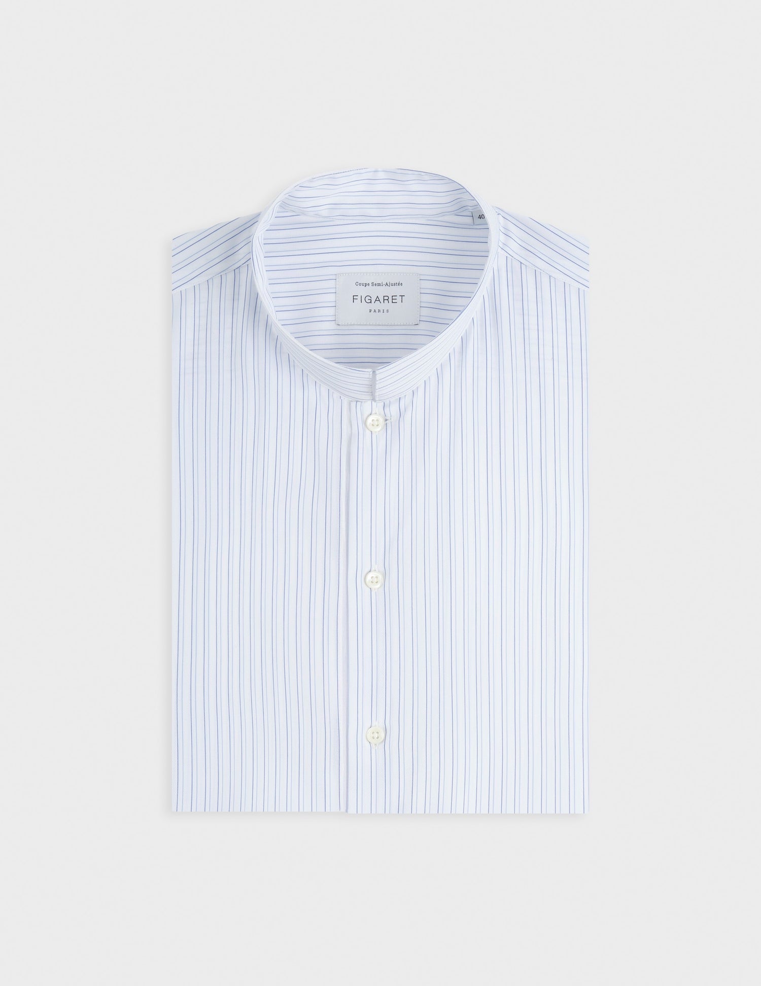 Semi-fitted striped blue shirt - fashioned - Right Collar