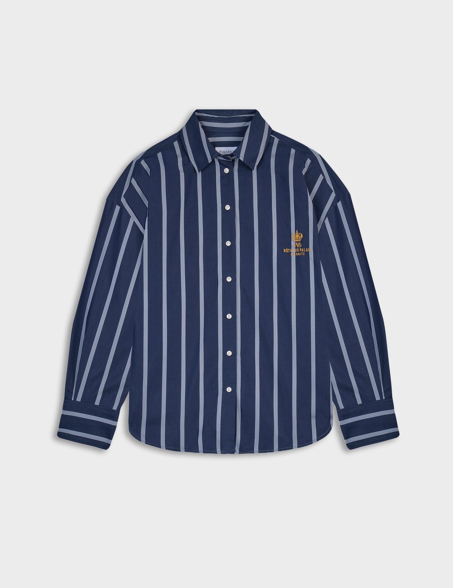 Eugénie oversized navy blue striped shirt - Poplin - Shirt Collar#7