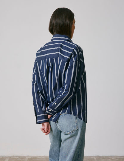 Eugénie oversized navy blue striped shirt
