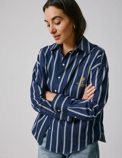 Eugénie oversized navy blue striped shirt
