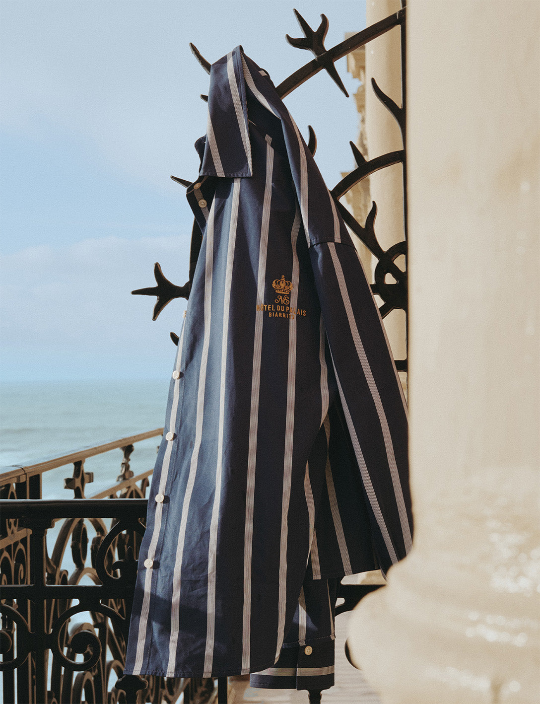 Eugénie oversized navy blue striped shirt - Poplin - Shirt Collar