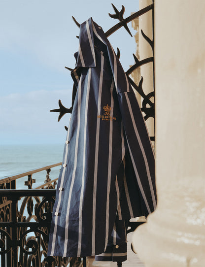 Eugénie oversized navy blue striped shirt