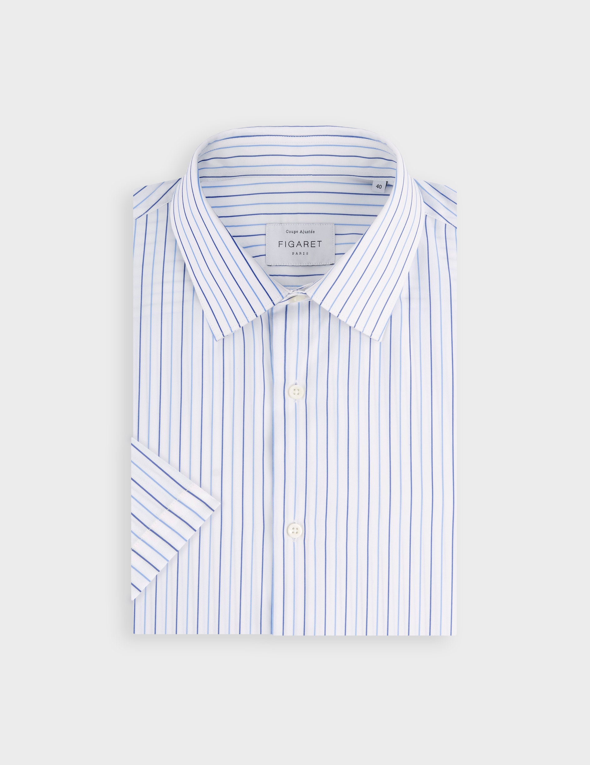 Classic Short-sleeved striped blue shirt