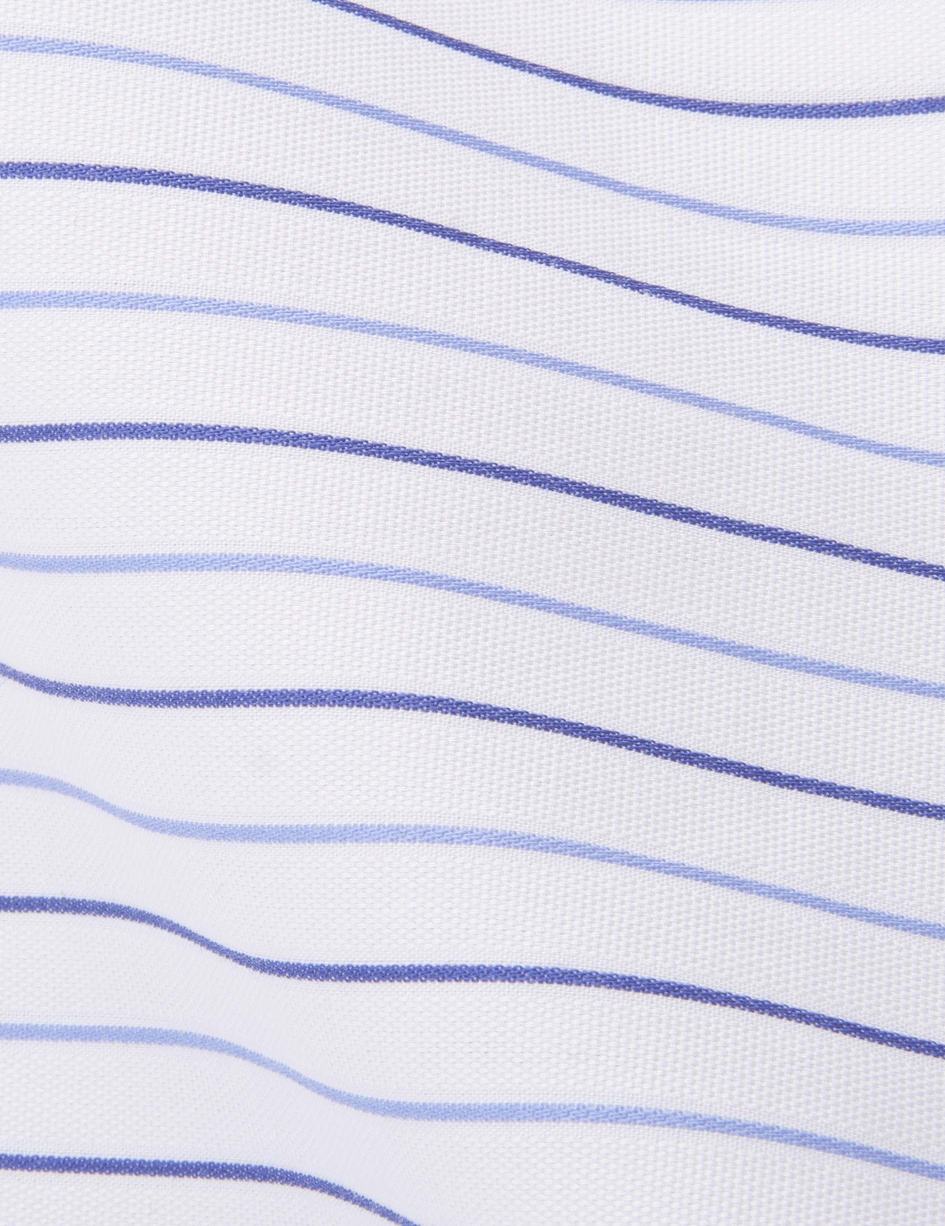 Classic Short-sleeved striped blue shirt - Dobby - Figaret Collar