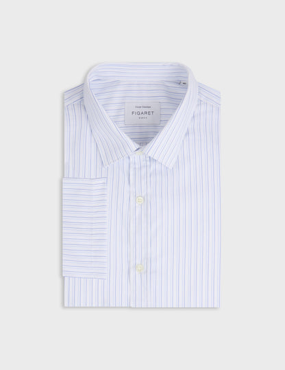 Short-sleeved striped blue classic shirt