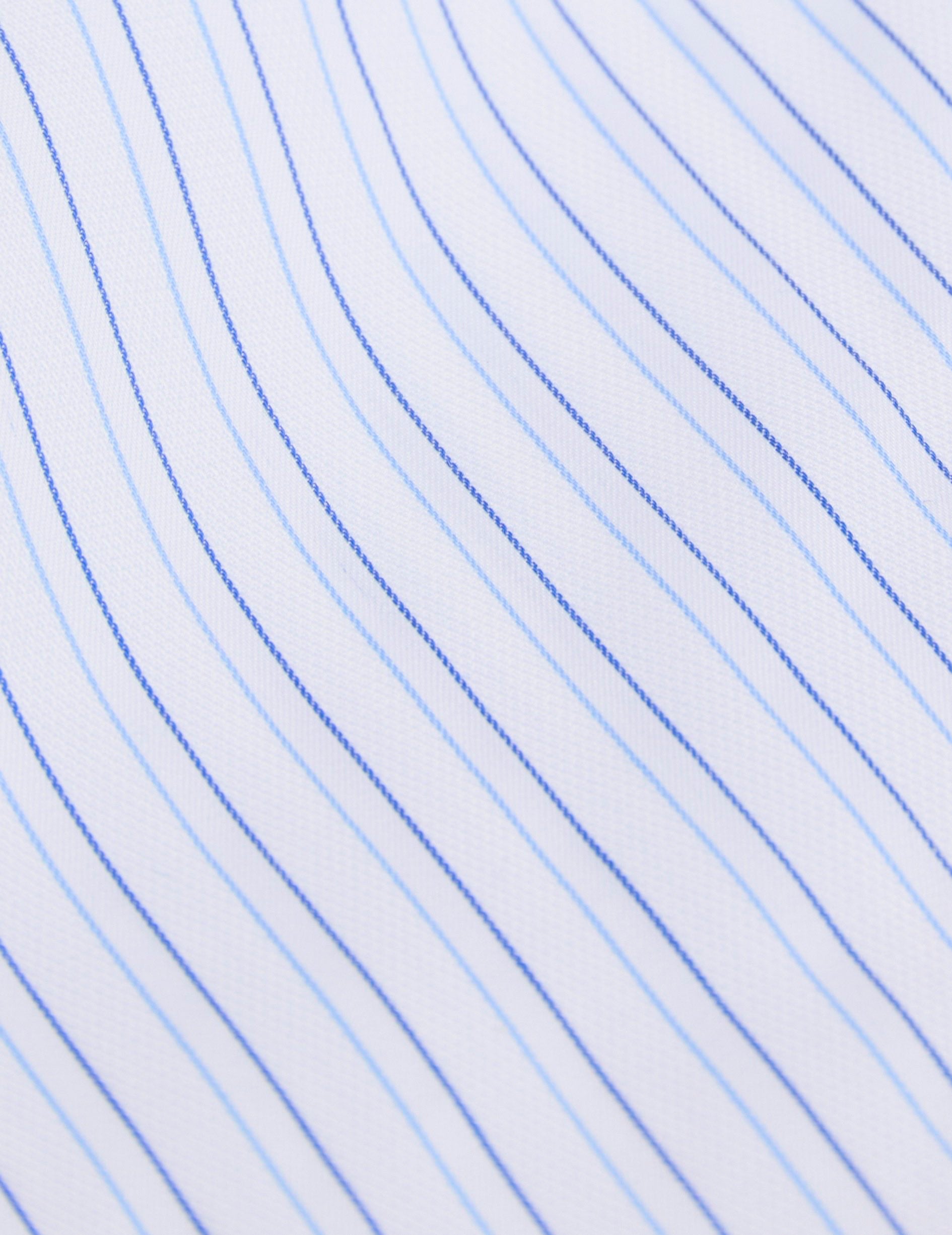 Short-sleeved striped blue classic shirt - fashioned - Figaret Collar