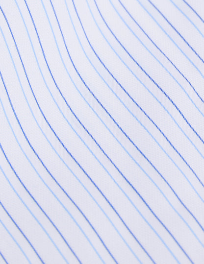 Short-sleeved striped blue classic shirt