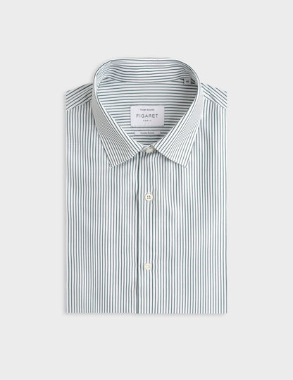 Fitted striped green shirt