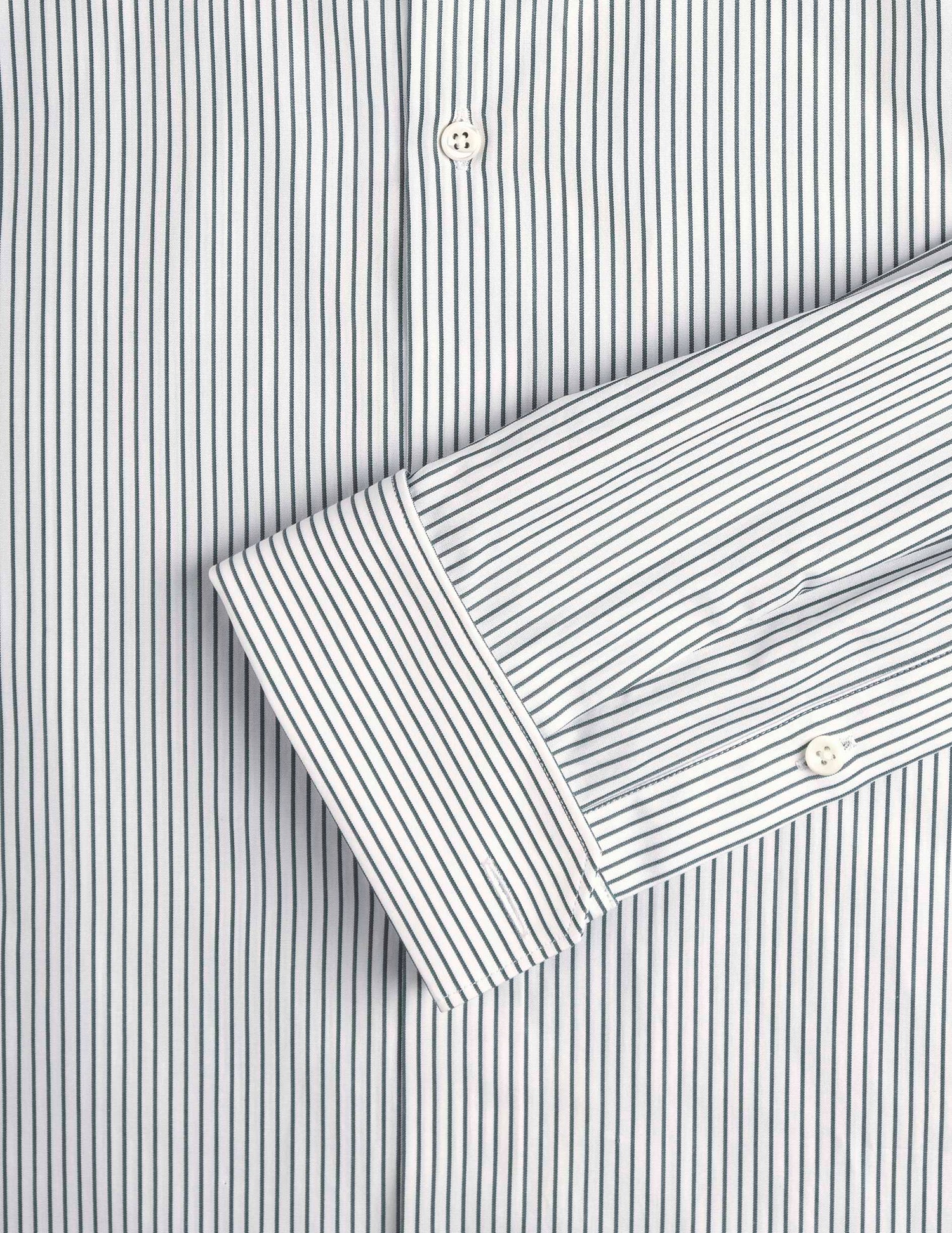 Fitted striped green shirt - Poplin - Figaret Collar - French Cuffs#2