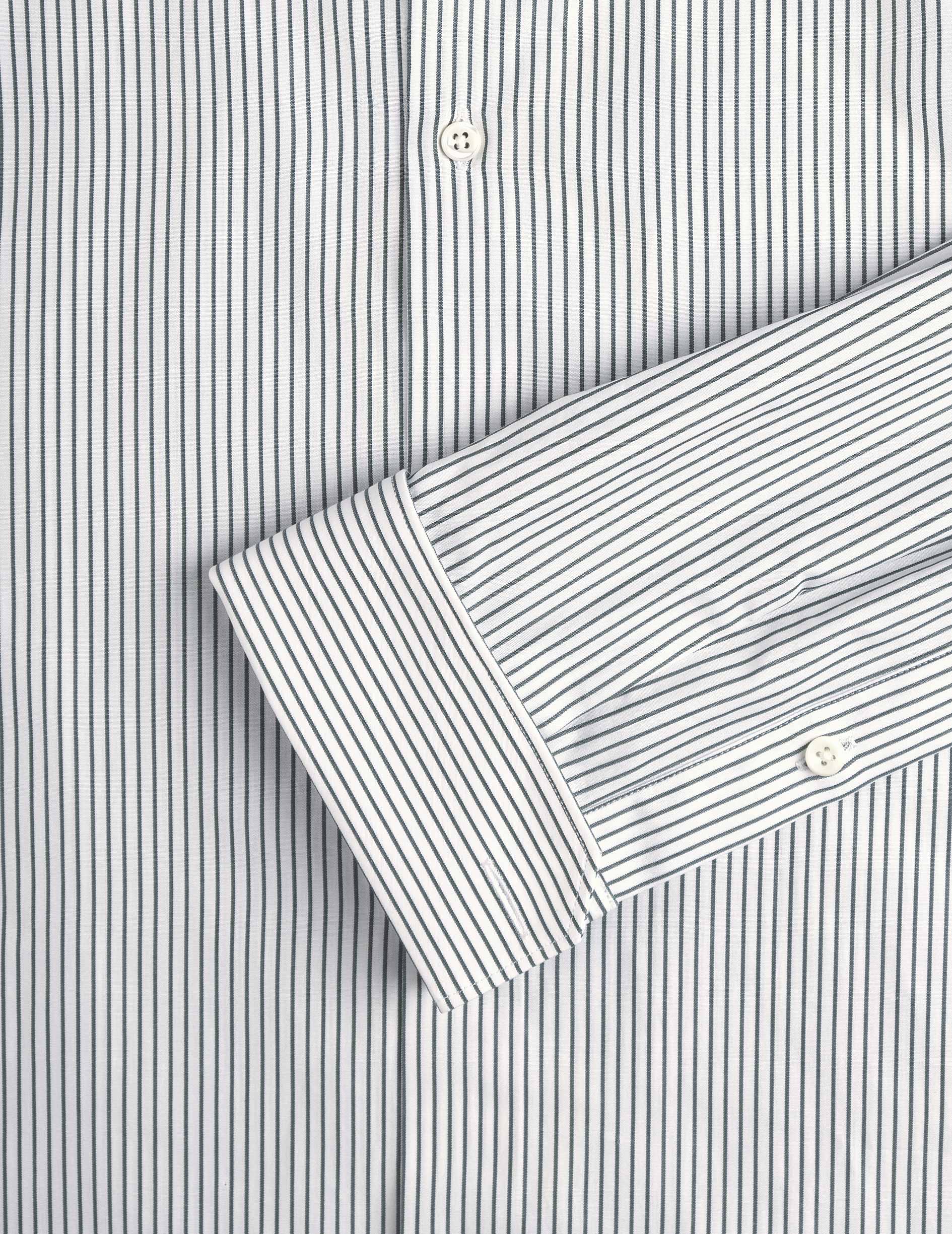 Fitted striped green shirt - Poplin - Figaret Collar - French Cuffs