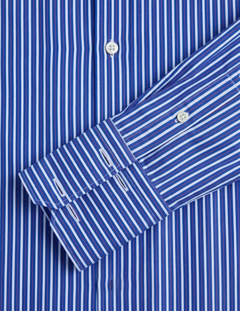 Semi-fitted striped navy shirt - Poplin - Figaret Collar - Musketeers Cuffs#2