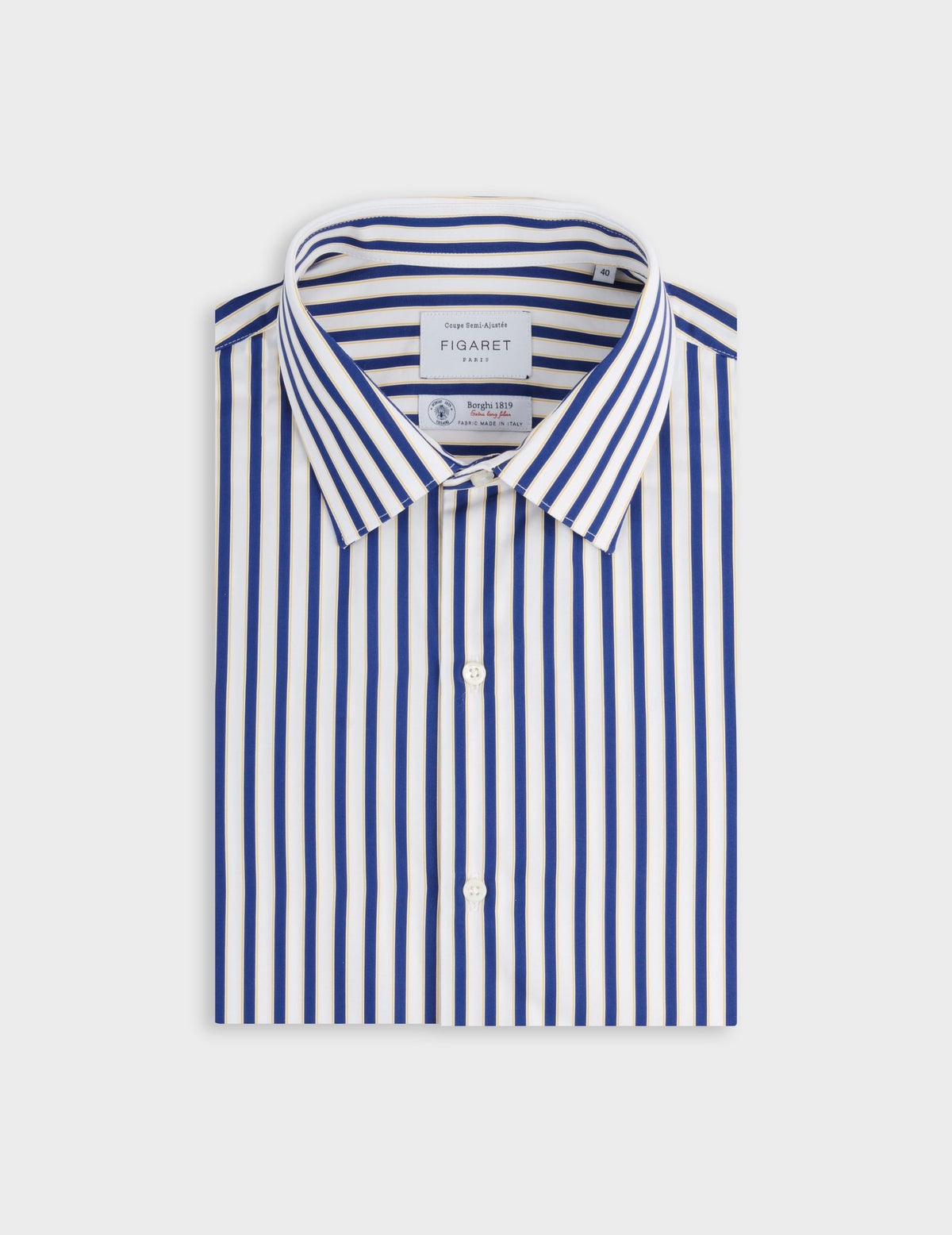 blue dress shirt with white collar and cuffs Semi-fitted striped - Poplin - Figaret AW.Bridal Mermaid V-Neck Ankle YGroup_brax-floral Color:M-Regency always crisp Retains shape