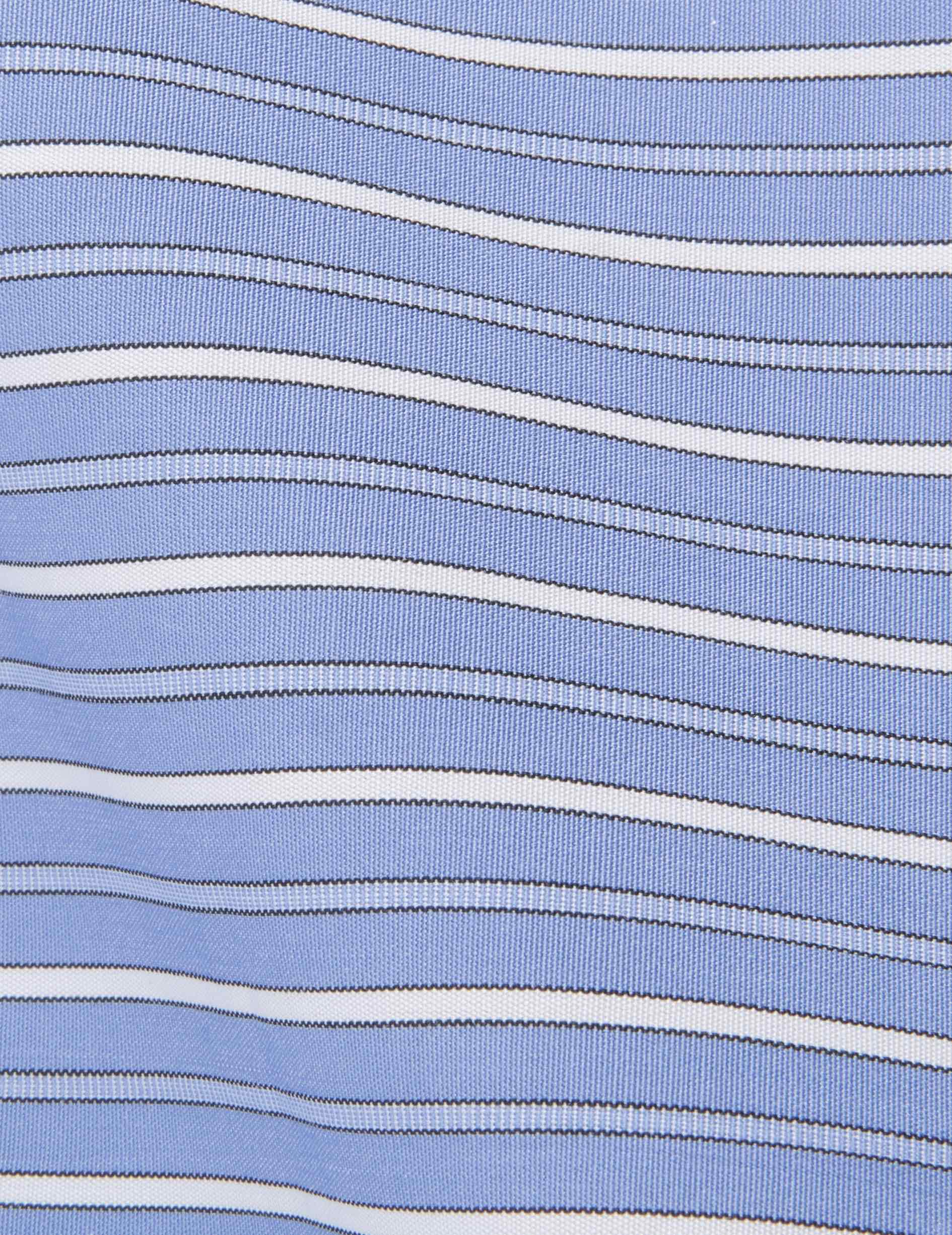 Fitted striped blue shirt - Poplin - Figaret Collar