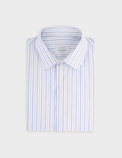 Fitted blue striped shirt