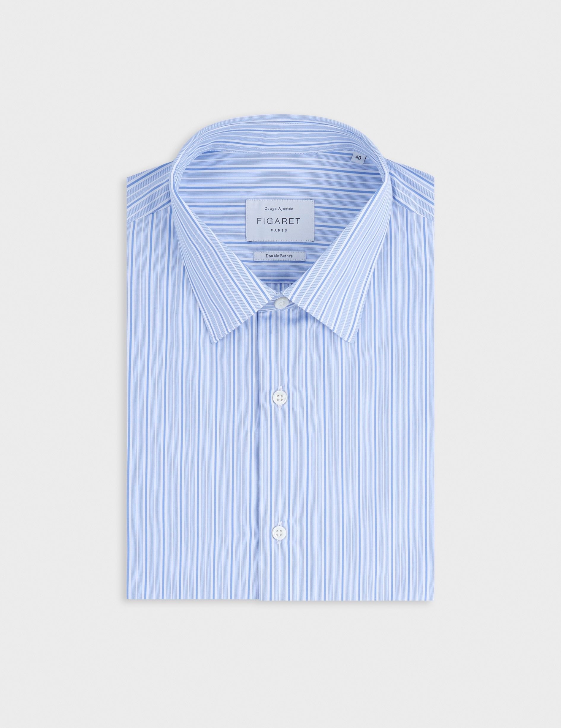 Fitted striped blue shirt