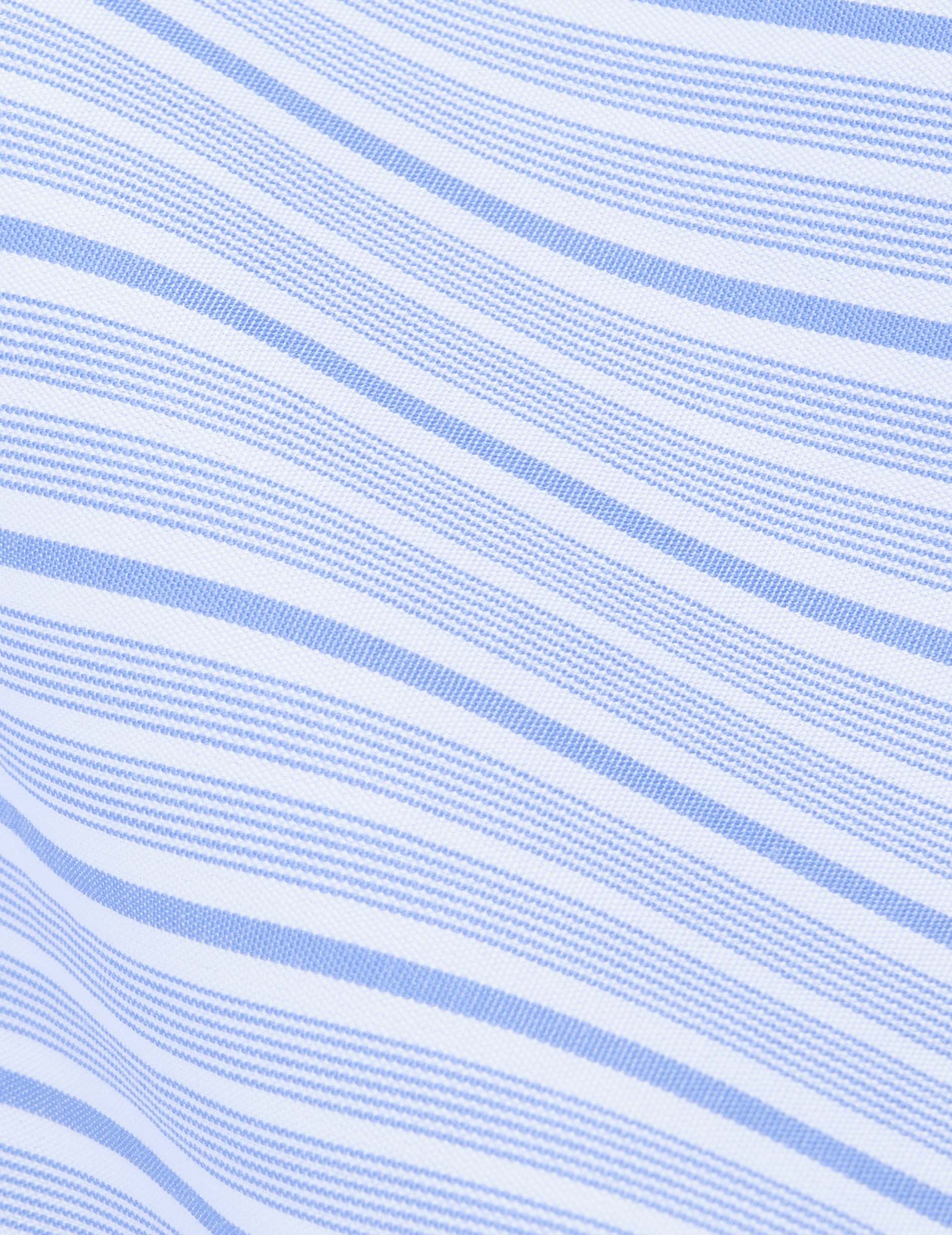 Fitted striped blue shirt - Poplin - Figaret Collar
