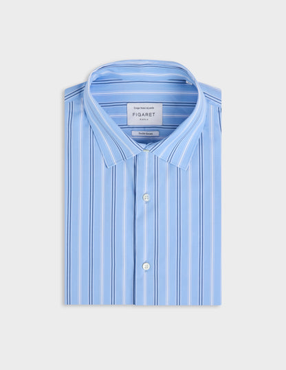Semi-fitted striped light blue shirt 